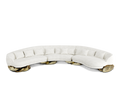 Luxury Sculptural Curved Sofa with Polished Hammered Brass Base & Organic Design