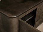 Polanco TV Stand Unit Wood Sideboard Media Console Ash Entryways Storage Cabinet with Oxidized Steel Base