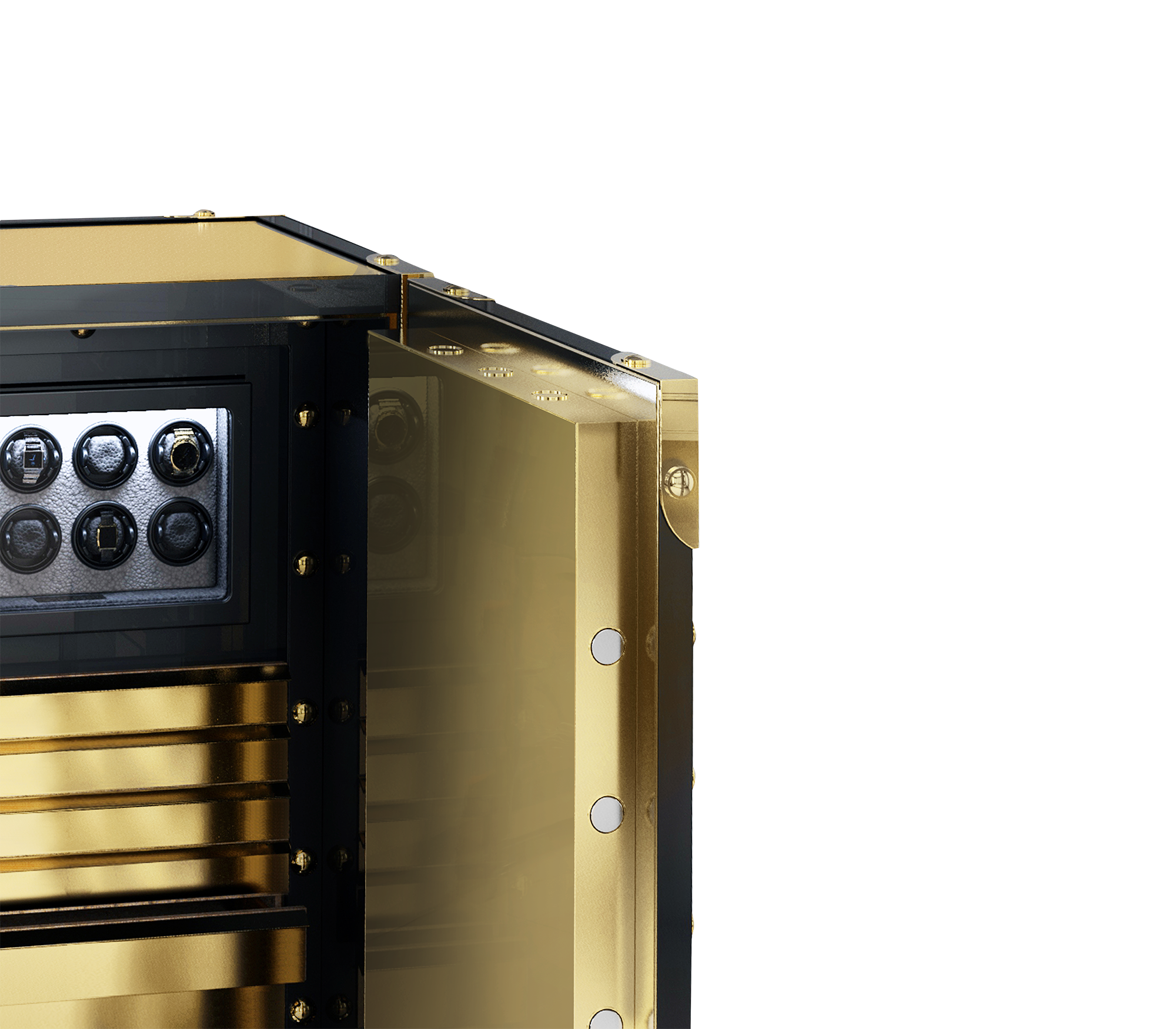 Luxury High-Security Vault Safe with Watch Winders & Gold-Plated Armor Design