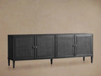 Pearson Mindi TV Stand Woven Cane Cabinet Doors Media Console Entrance Table Wood Sideboard Television Storage Unit Entryways Table