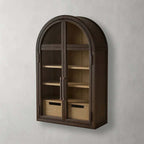 Hattie Wall Mounted Storage Cabinet Wood Arched Drawers Cabinet with Medi Century Style