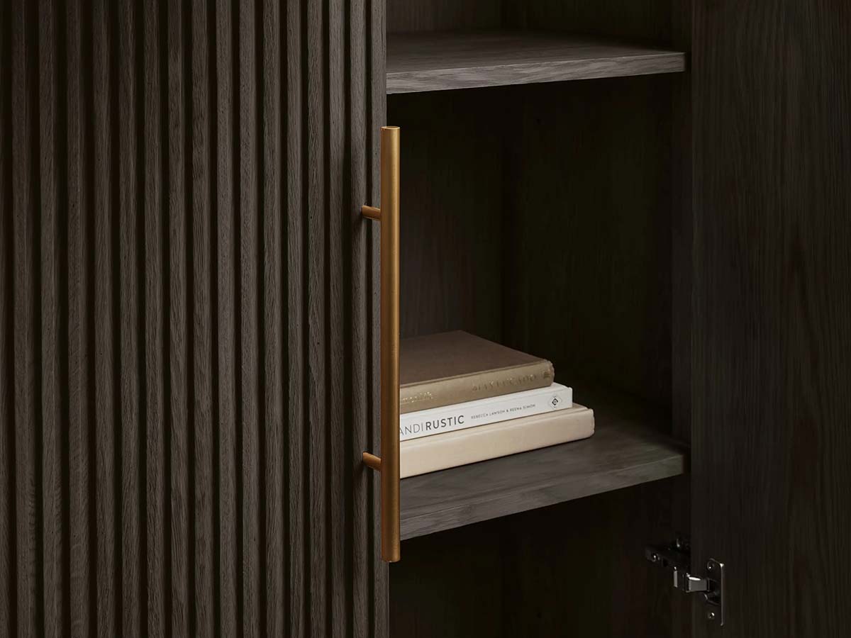 Finnley Wood Tall Cabinet Living Room Storage Cabinet with Doors Minimalist Modern Style