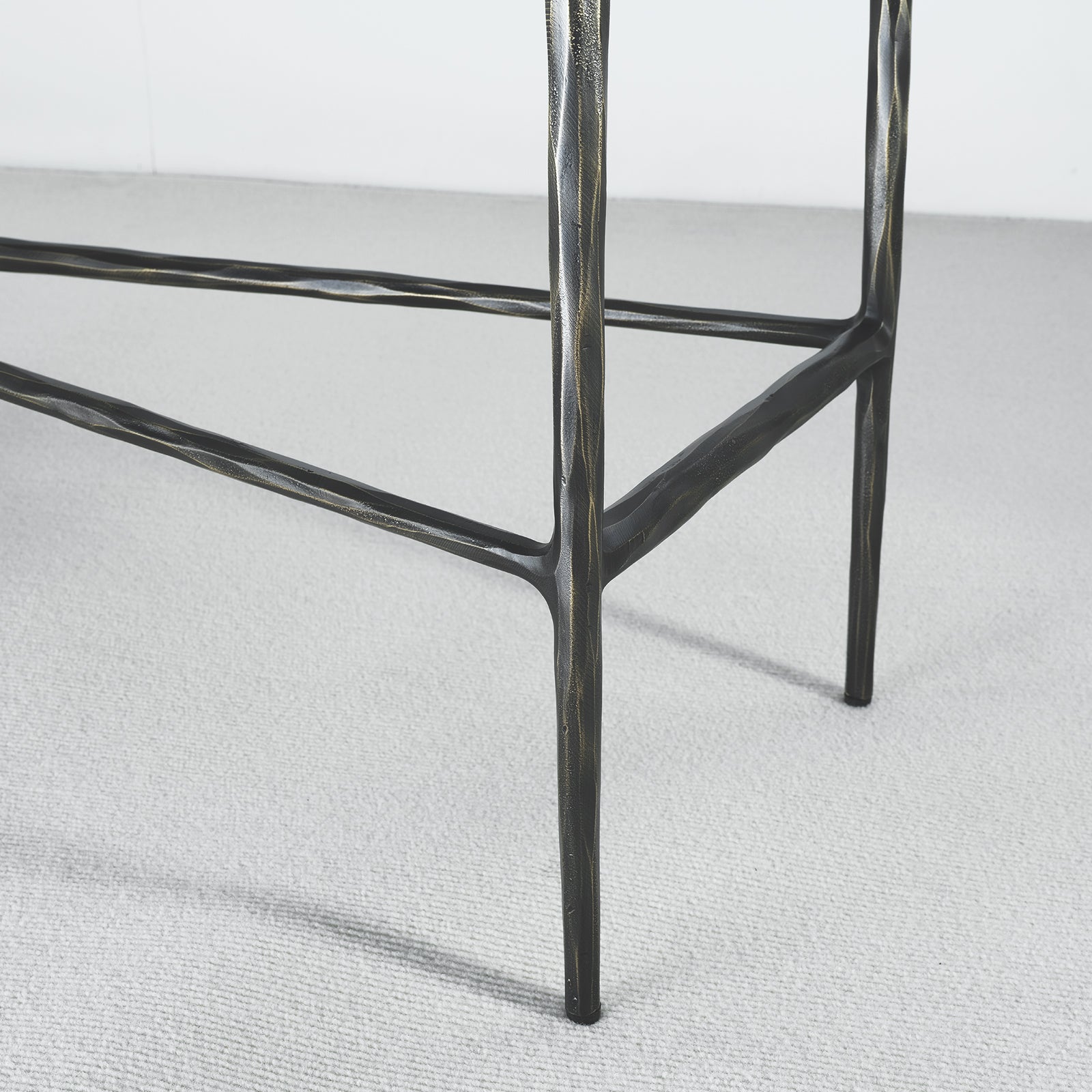 Thaddeus Metal Rectangle Marble Console Table Hand-Forged Entryways Entrance Table