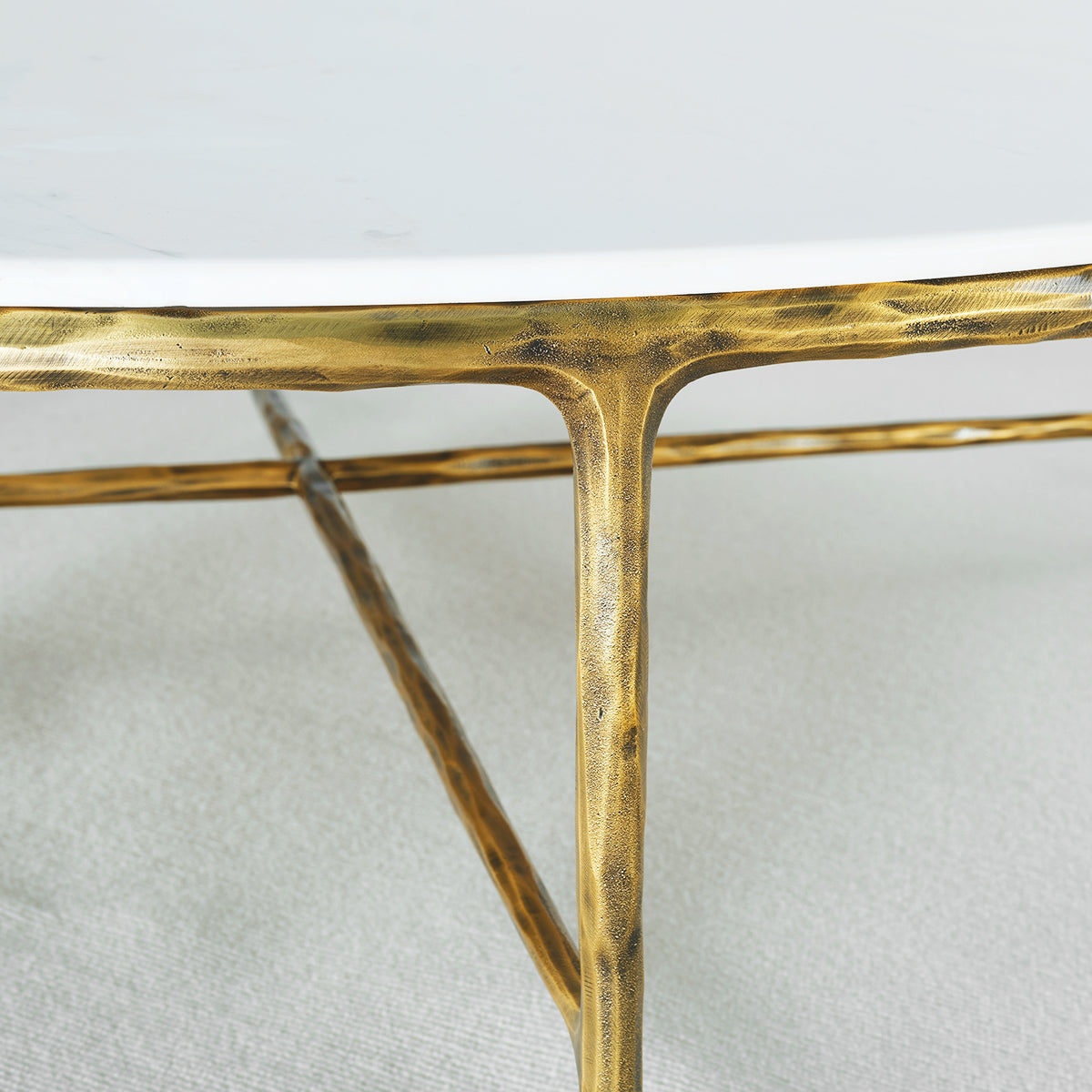 Thaddeus Metal Marble Round Coffee Table Hand-Forged Style O & X Living Sofa Center Tea Table
