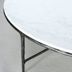 Thaddeus Metal Marble Round Coffee Table Hand-Forged Style O & X Living Sofa Center Tea Table