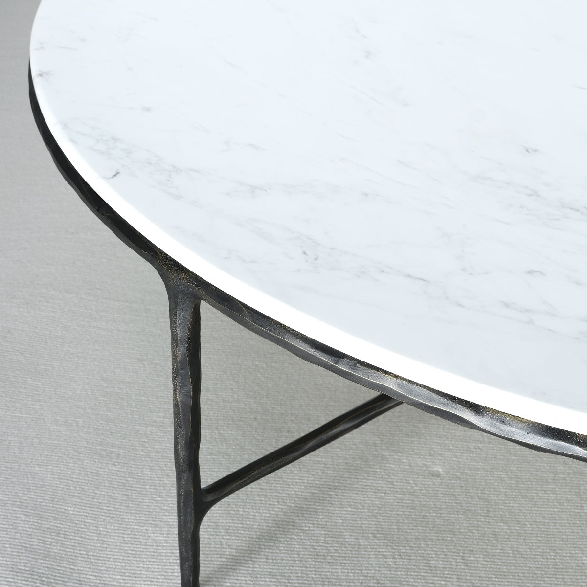 Thaddeus Metal Marble Round Coffee Table Hand-Forged Style O & X Living Sofa Center Tea Table