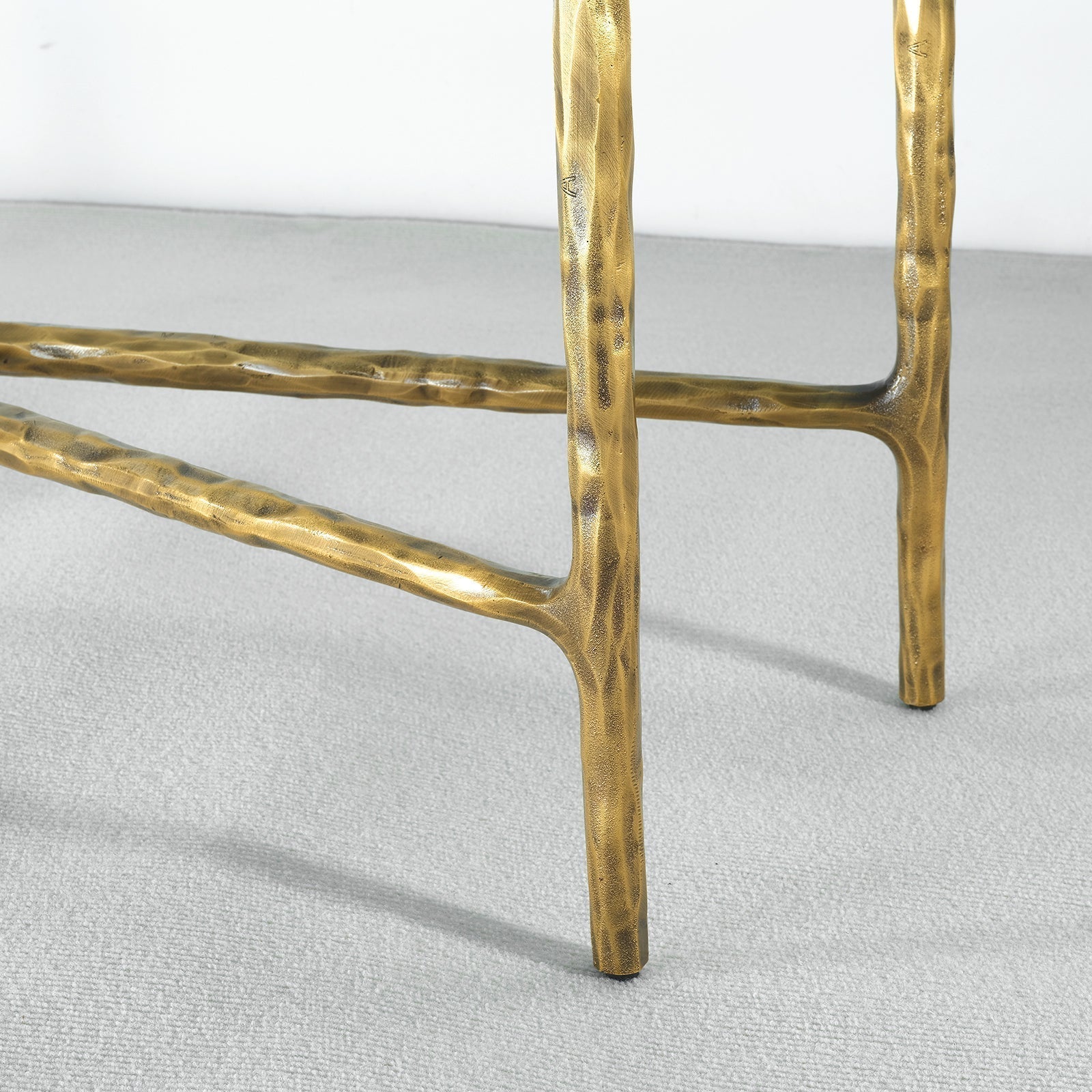 Thaddeus Metal Rectangle Marble Console Table Hand-Forged Entryways Entrance Table