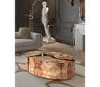 Luxury Oval Dining Table with Sculptural Brass Accents & High Gloss Finish