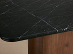 Caden Esstisch mit schwarzer Marquina Steinplatte, amerikanischer Nussbaumholzfuß, luxuriöser Stil