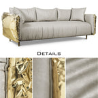 Luxury Imperfect Sculptural Sofa with Hammered Brass Frame & Artistic Design