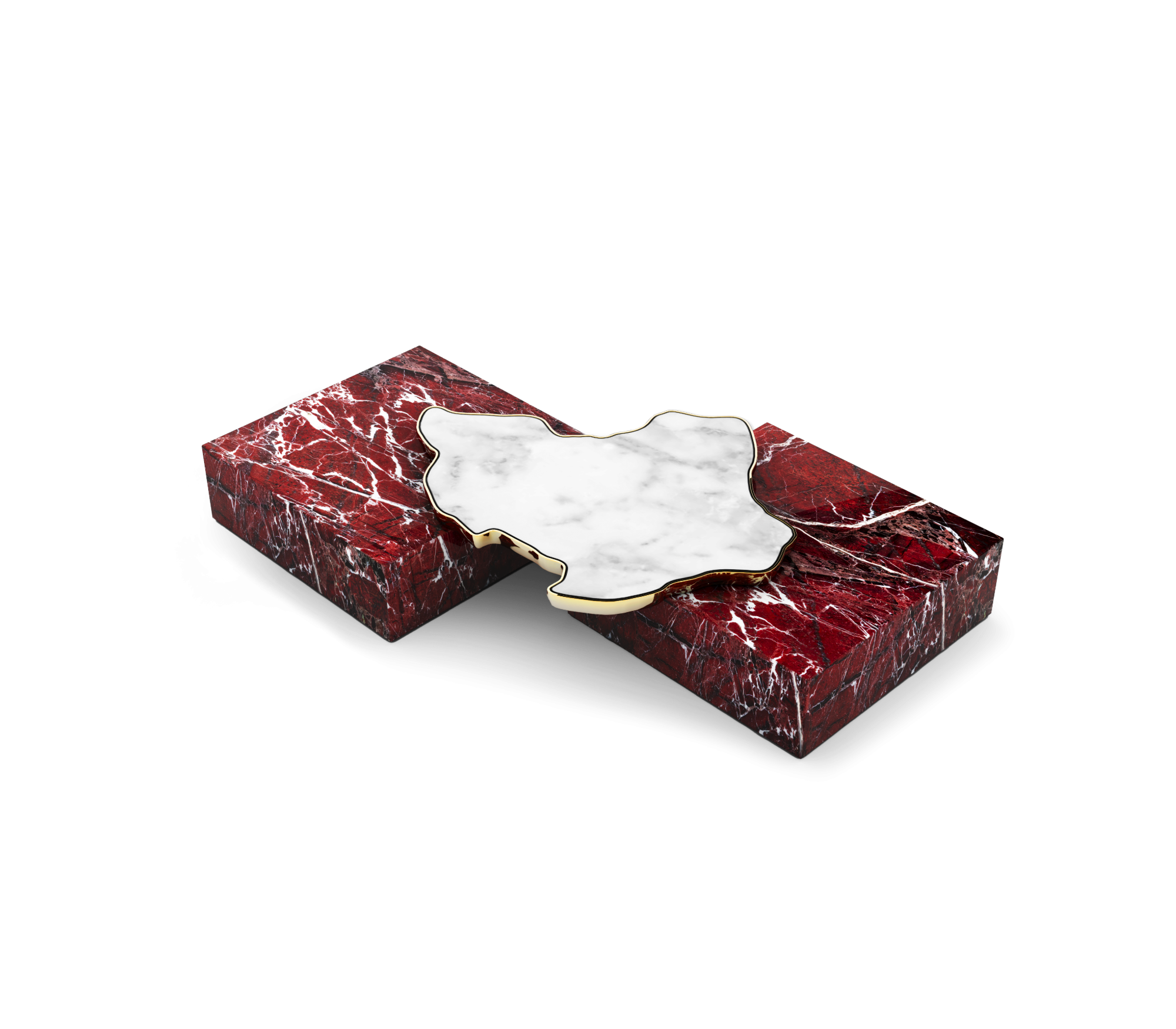 Luxury Black & White Coffee Table with Sculptural Design & High Gloss Finish