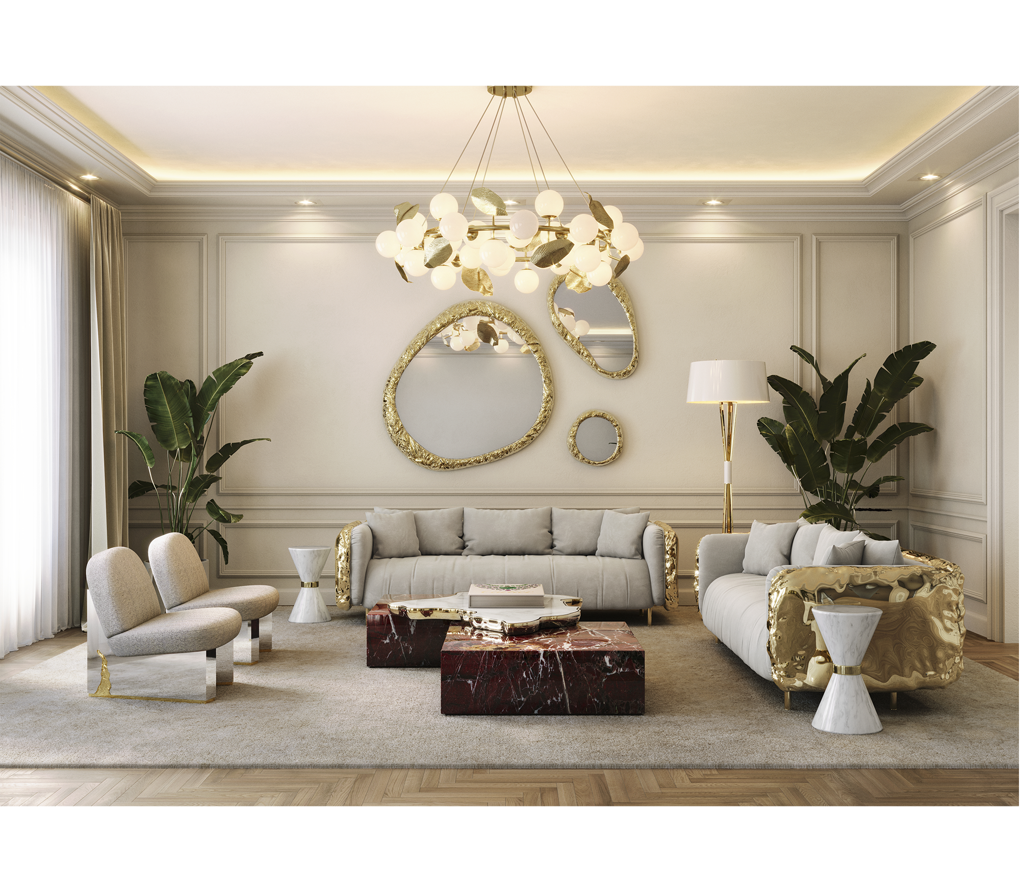 Luxury Black & White Coffee Table with Sculptural Design & High Gloss Finish
