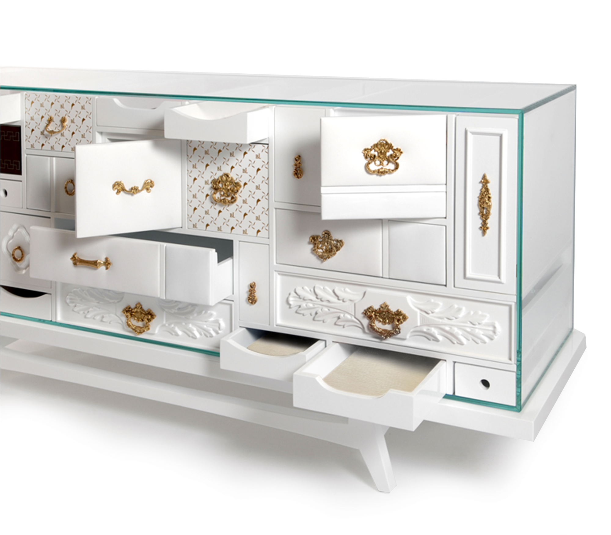 Luxury Black Sideboard Cabinet with Geometric Design & Hidden Storage