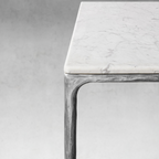 Thaddeus Metal Marble Rectangular Dining Table Hand-Forged Kitchen Table