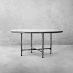 Thaddeus Metal Marble Round Dining Table Hand-Forged Kitchen Table