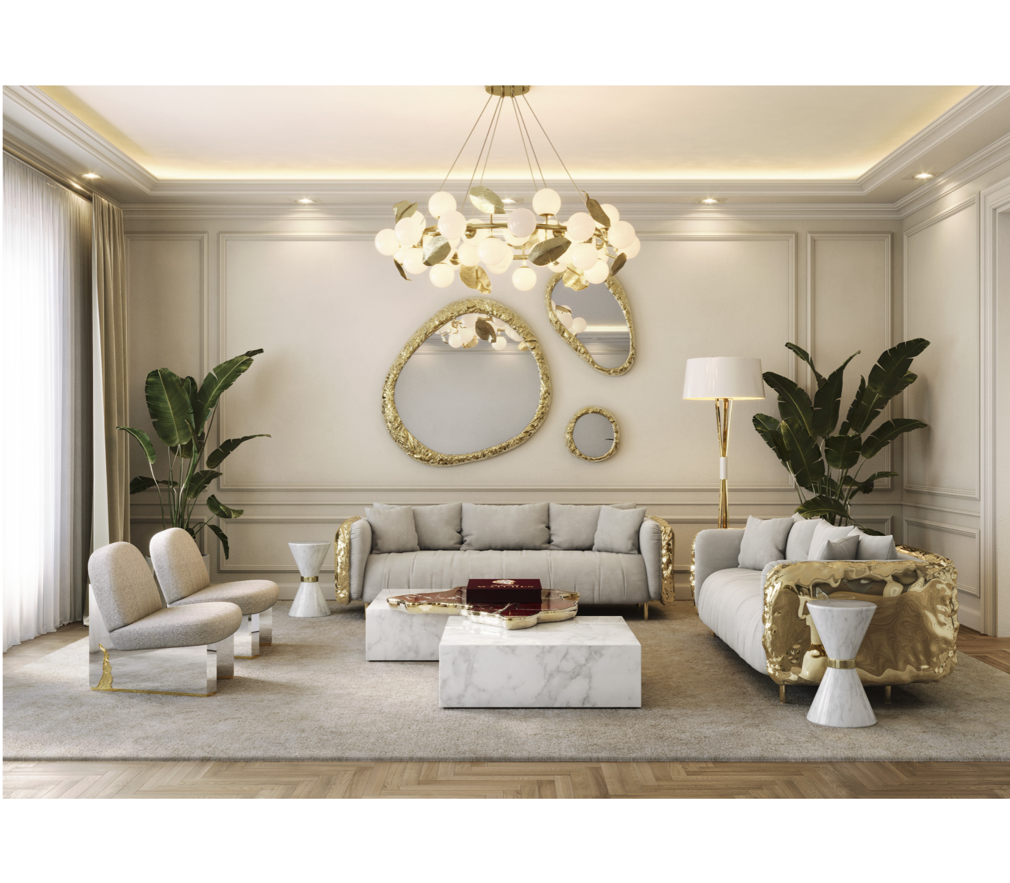 Luxury Black & White Coffee Table with Sculptural Design & High Gloss Finish