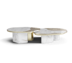 Luxury Calacatta Marble Coffee Table with Black Sculptural Base & Modern Design