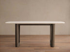Saint Germain Stone Dining Table with Natural Marble Top Wood Rennes Metal Base