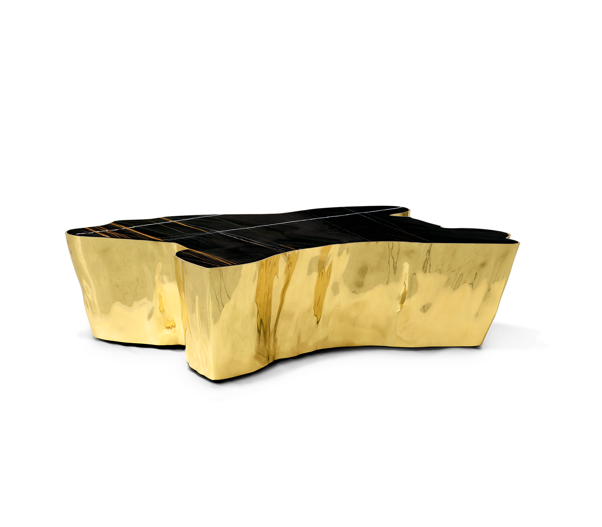 Luxury Patina Brass Coffee Table with Organic Sculptural Design & Handcrafted Finish
