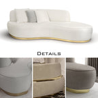 Luxury Swan Lake Inspired Sofa with Sculptural Brass Frame & Asymmetric Design