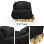 Luxury Sculptural Armchair with Polished Hammered Brass Base & Organic Curved Design
