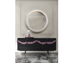 Luxury Black Sideboard Buffet Cabinet with Floral Carved Details & Storage