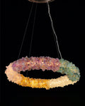 Natural crystal stone donut pendant light