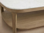 Danny Rectangle Coffee Table with Marble Top Oak & Wood Cocktail Table Living Room Center Tea Table