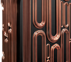 Luxury Bar Cabinet with Brass Tube Design, Glass Shelves & Hidden Storage