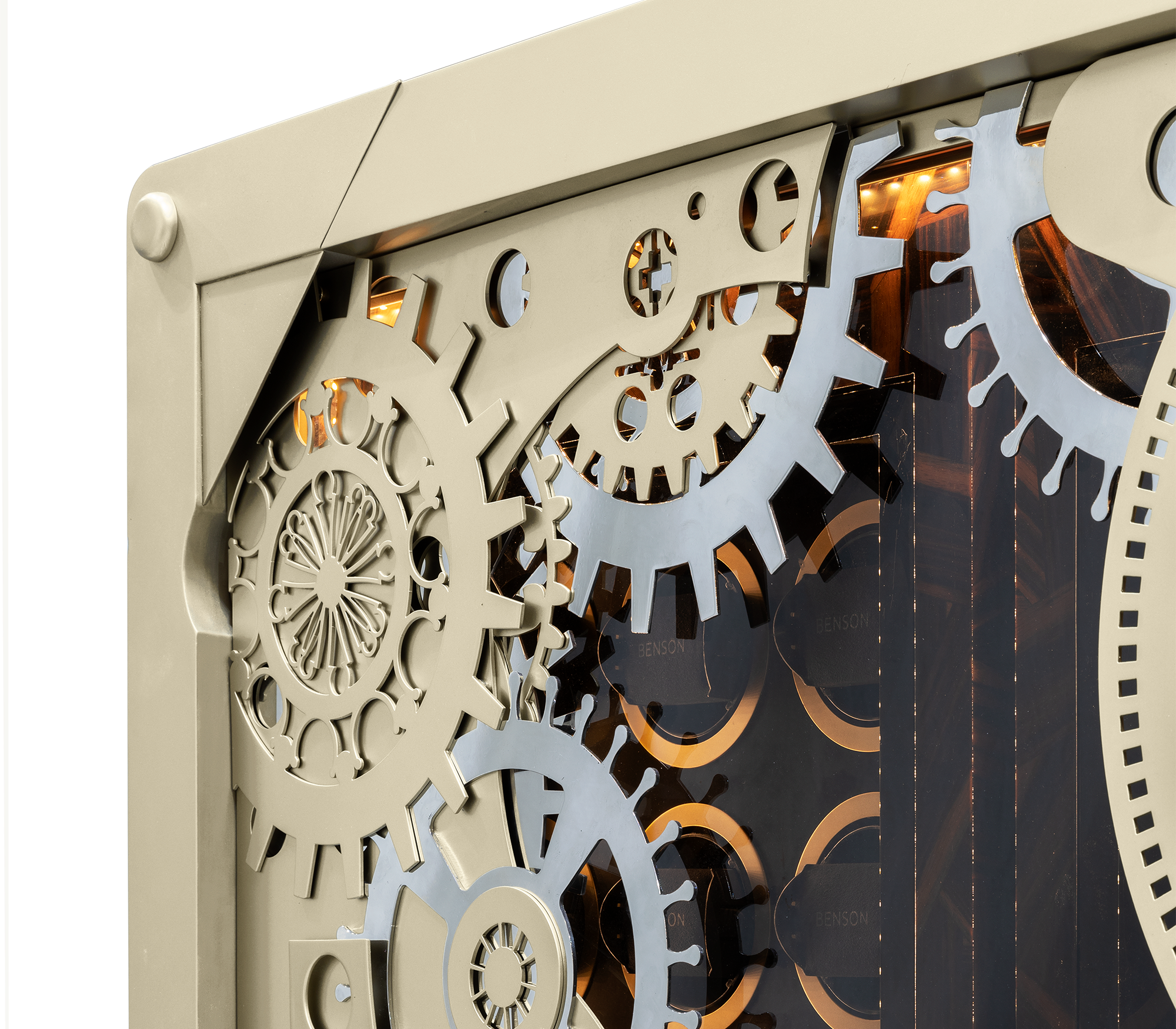 Luxury Baron Safe with Electric Opening System, Gold-Plated Brass & Walnut Root Interior