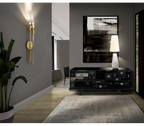 Luxury Black Sideboard Cabinet with Geometric Design & Hidden Storage