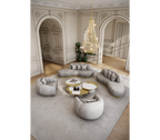 Luxury Calacatta Marble Coffee Table with Black Sculptural Base & Modern Design