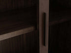 Malone Textured Leather Tall Display Cabinet with Minimalist Style Solid Wood Storage Cabinet with Glass Doors