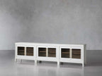Rowan Modular Reeded Glass Media Console TV Stand Cabinet  Sideboard Wood Television Storage Unit