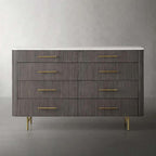 Finnley Wood Eight-Drawer Dresser with Marble or Bluestone Top Rural Chest Of 8-Drawers Cabinet