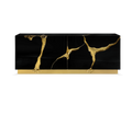Luxury Black Gold Sideboard Cabinet with Sculptural Cracked Design