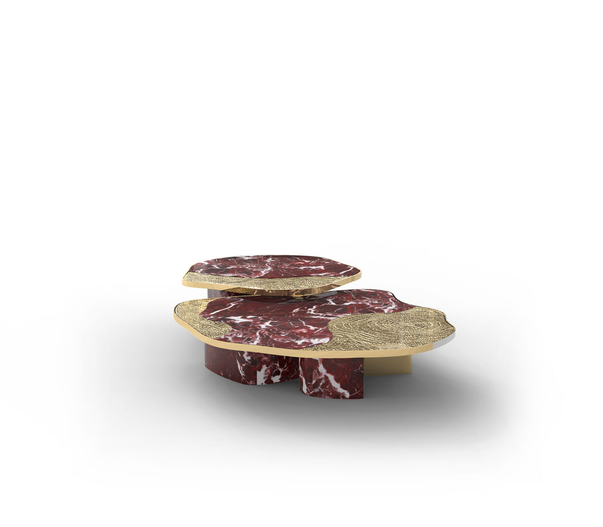 Luxury Calacatta Marble Coffee Table with Black Sculptural Base & Modern Design