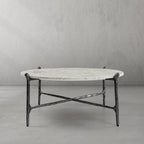 Thaddeus Metal Round Horn Marble Coffee Table & Side Table Hand-Forged Living Sofa Center Tea Table End Tables