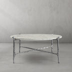 Thaddeus Metal Round Horn Marble Coffee Table & Side Table Hand-Forged Living Sofa Center Tea Table End Tables