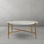 Thaddeus Metal Round Horn Marble Coffee Table & Side Table Hand-Forged Living Sofa Center Tea Table End Tables