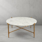Thaddeus Metal Round Horn Marble Coffee Table & Side Table Hand-Forged Living Sofa Center Tea Table End Tables