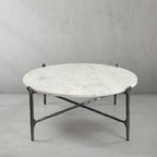 Thaddeus Metal Round Horn Marble Coffee Table & Side Table Hand-Forged Living Sofa Center Tea Table End Tables