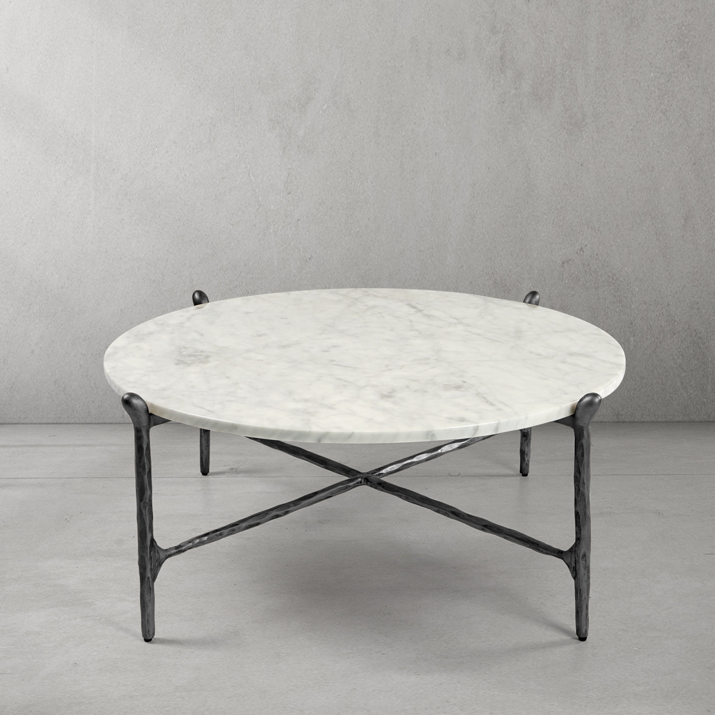 Thaddeus Metal Round Horn Marble Coffee Table & Side Table Hand-Forged Living Sofa Center Tea Table End Tables