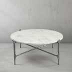 Thaddeus Metal Round Horn Marble Coffee Table & Side Table Hand-Forged Living Sofa Center Tea Table End Tables