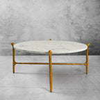 Thaddeus Metal Round Horn Marble Coffee Table & Side Table Hand-Forged Living Sofa Center Tea Table End Tables