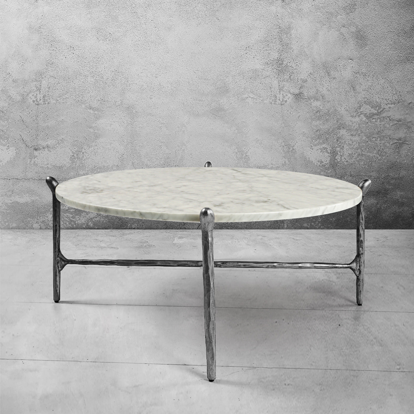 Thaddeus Metal Round Horn Marble Coffee Table & Side Table Hand-Forged Living Sofa Center Tea Table End Tables