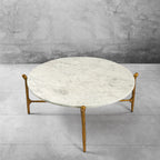 Thaddeus Metal Round Horn Marble Coffee Table & Side Table Hand-Forged Living Sofa Center Tea Table End Tables