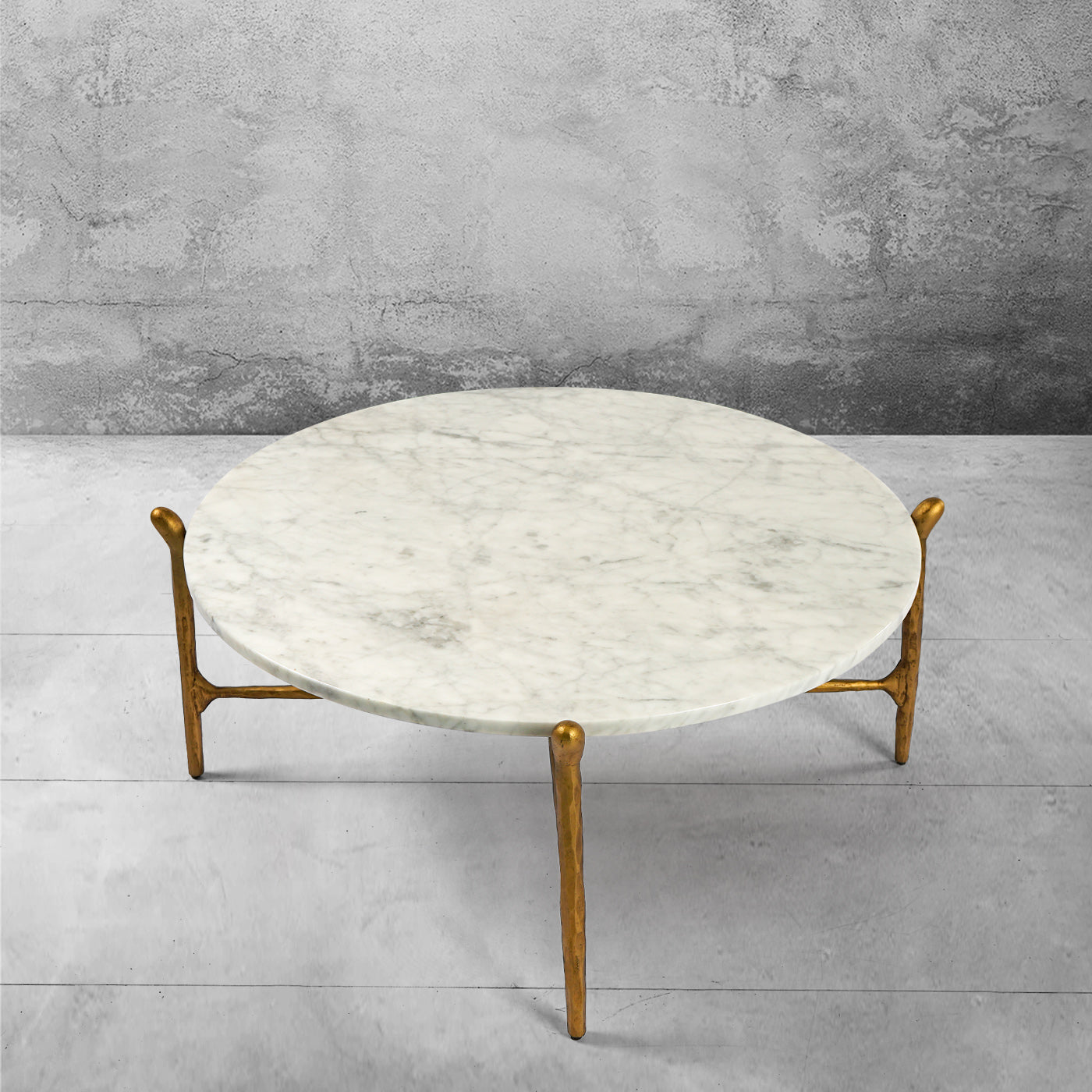 Thaddeus Metal Round Horn Marble Coffee Table & Side Table Hand-Forged Living Sofa Center Tea Table End Tables