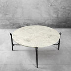 Thaddeus Metal Round Horn Marble Coffee Table & Side Table Hand-Forged Living Sofa Center Tea Table End Tables