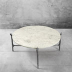 Thaddeus Metal Round Horn Marble Coffee Table & Side Table Hand-Forged Living Sofa Center Tea Table End Tables